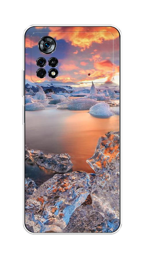 

Чехол на Xiaomi Poco X4 Pro 5G "Ледники", Синий;оранжевый, 313150-2