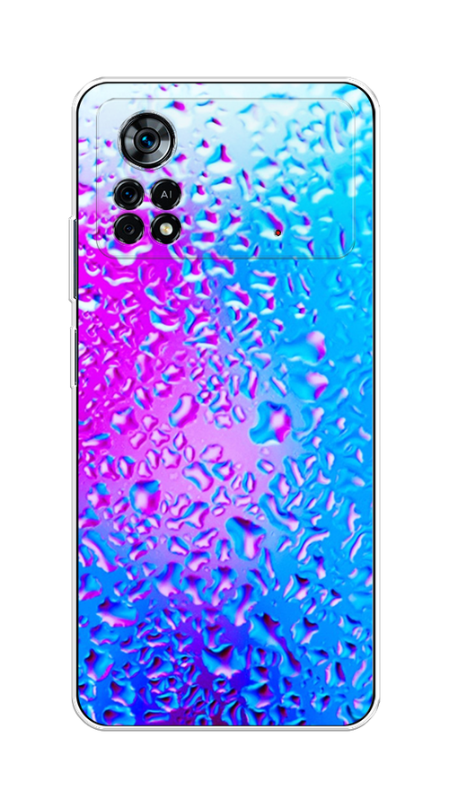 

Чехол на Xiaomi Poco X4 Pro 5G "Капли на стекле", Голубой;розовый, 313150-3