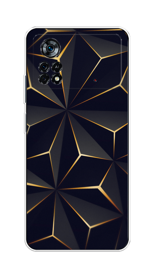 

Чехол на Xiaomi Poco X4 Pro 5G "Черные полигоны", Золотистый;черный, 313150-3