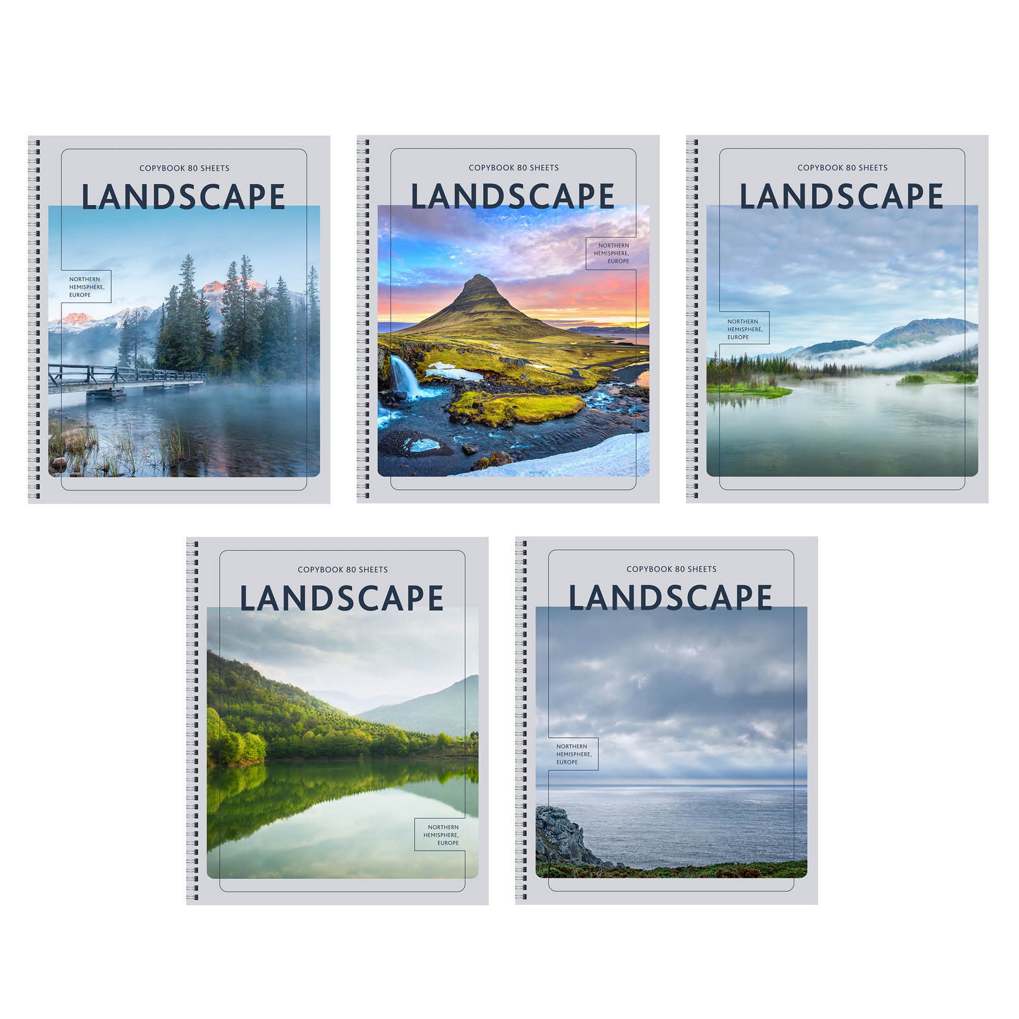 

Тетрадь Listoff Landscape(А5,80,клетка,гребень, 5 видов)ТСЛ807100