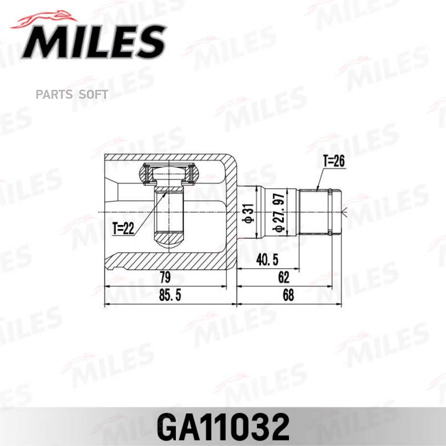 

MILES GA11032 ШРУС VOLKSWAGEN POLO V SEDAN 2010- внутр. лев. 1шт