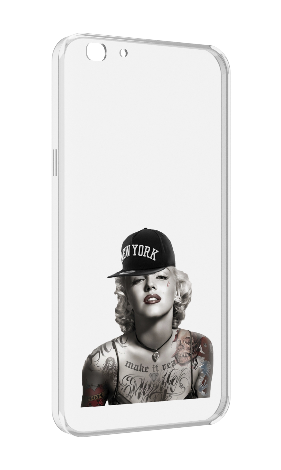 

Чехол MyPads Мерлин Монро с тату женский для Oppo A77/F3 (2017 год), Прозрачный, Tocco