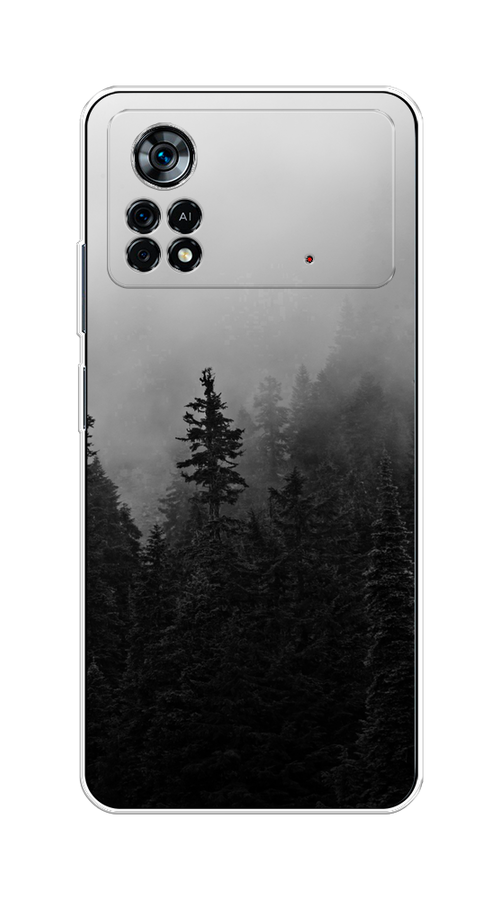 

Чехол на Xiaomi Poco X4 Pro 5G "Туманный лес", Серый;черный, 313150-2