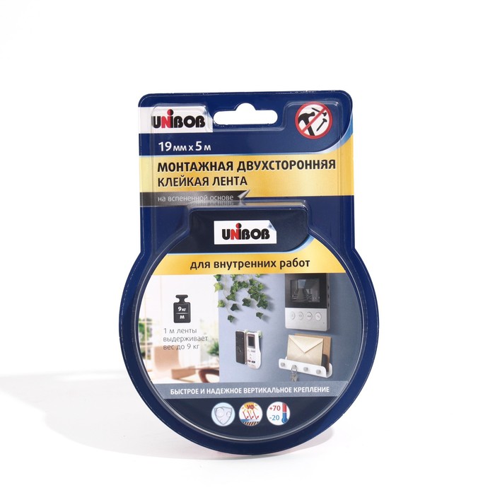 

Клейкая лента двухсторонняя UNIBOB для внутренних работ 19мм х 5м (2 шт)
