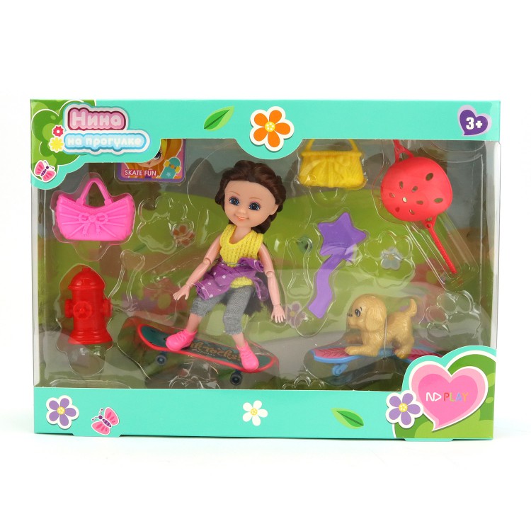 фото Кукла с аксессуарами nd play нина на прогулке, скейт, ty865424b
