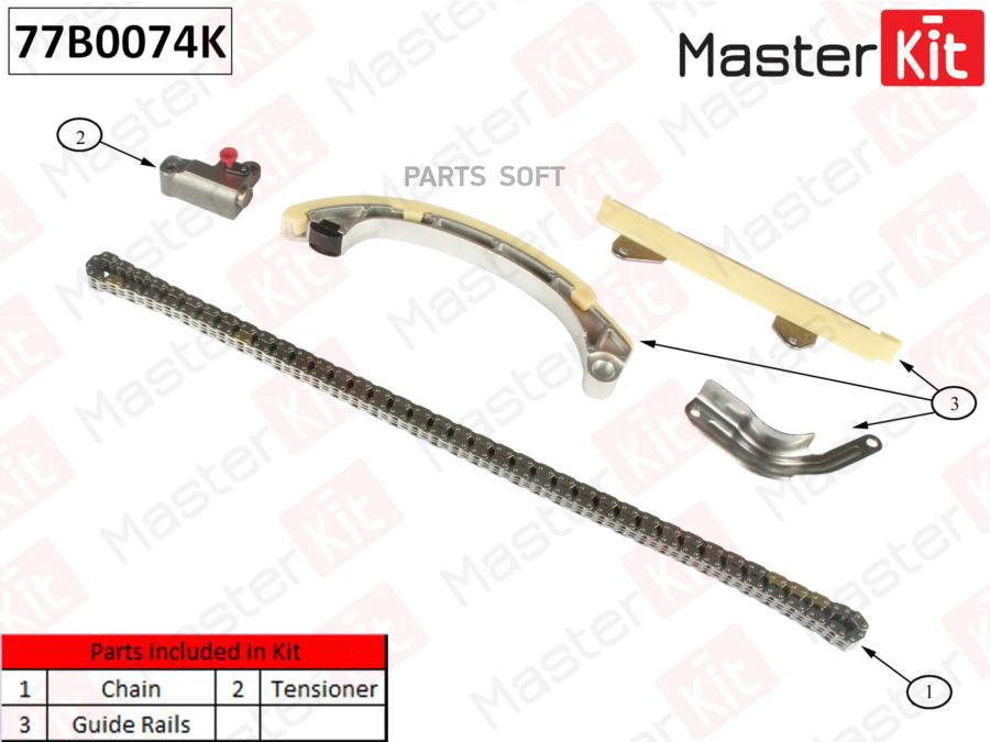

Комплект цепи ГРМ TOYOTA YARIS 2SZ-FE 99- 77B0074K MASTERKIT 77b0074k