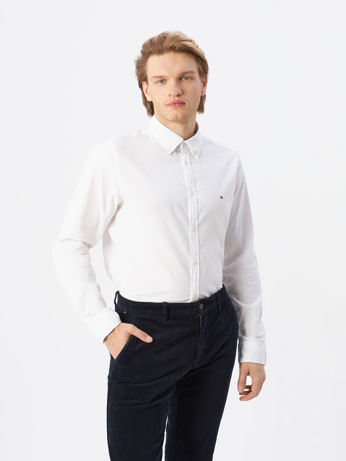 Рубашка мужская Tommy Hilfiger MW0MW27110YBR белая, размер M