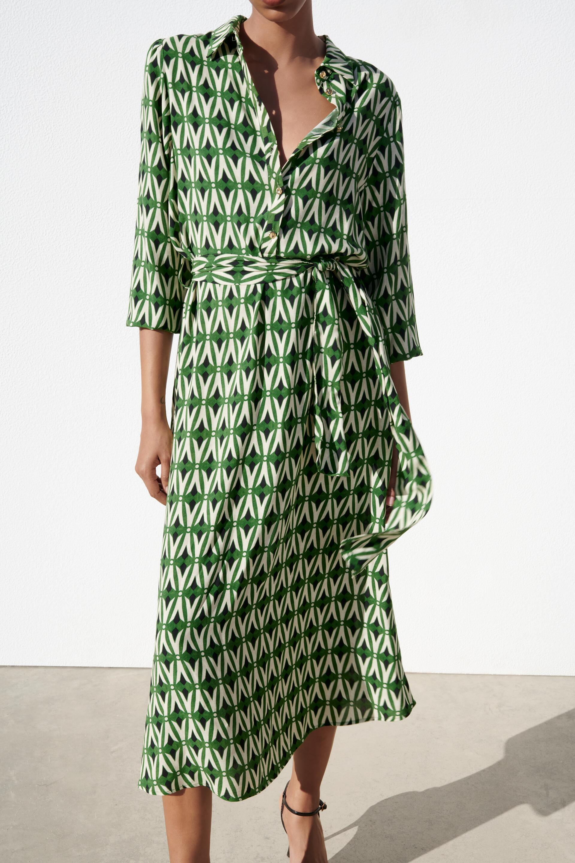 Платье женское ZARA 09878102 зеленое XL (доставка из-за рубежа)