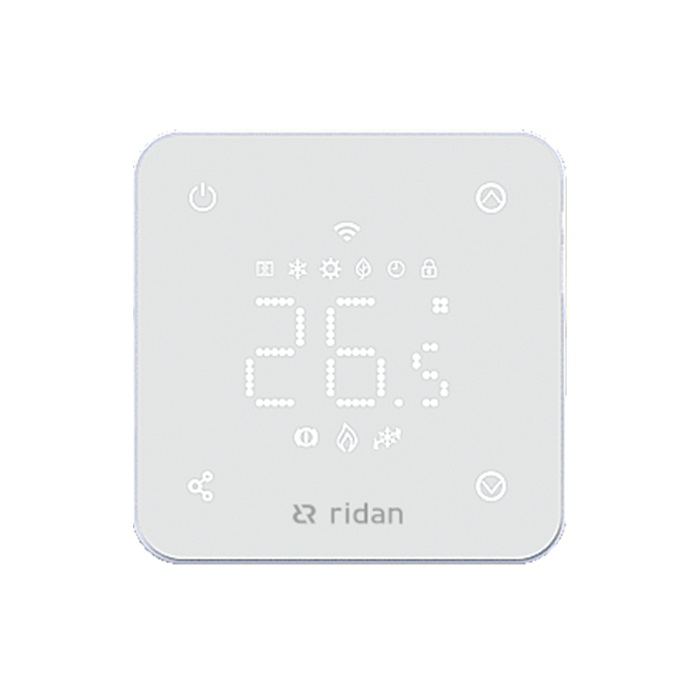 фото Комнатный термостат ридан rsmart-fw с wi-fi подключением 230v, встраиваемый, белый