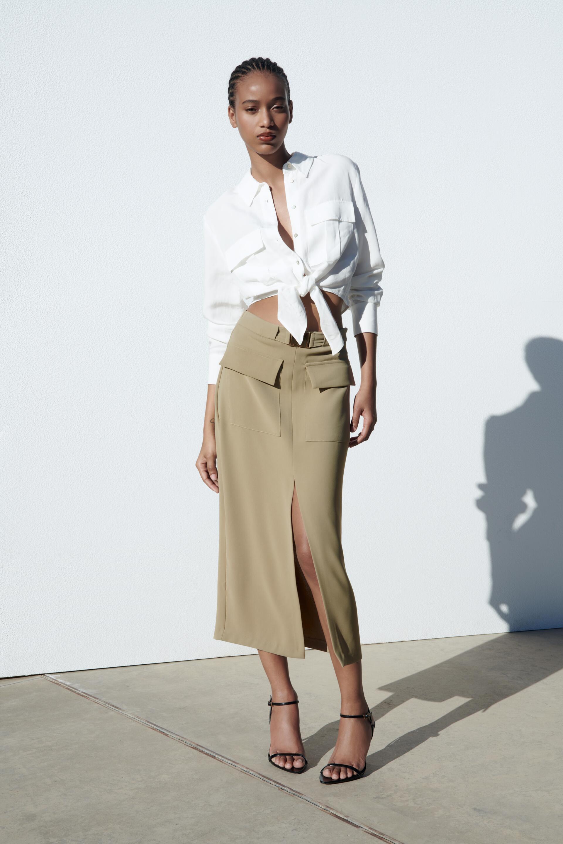 

Юбка женская ZARA 09878097 хаки S (доставка из-за рубежа), 09878097