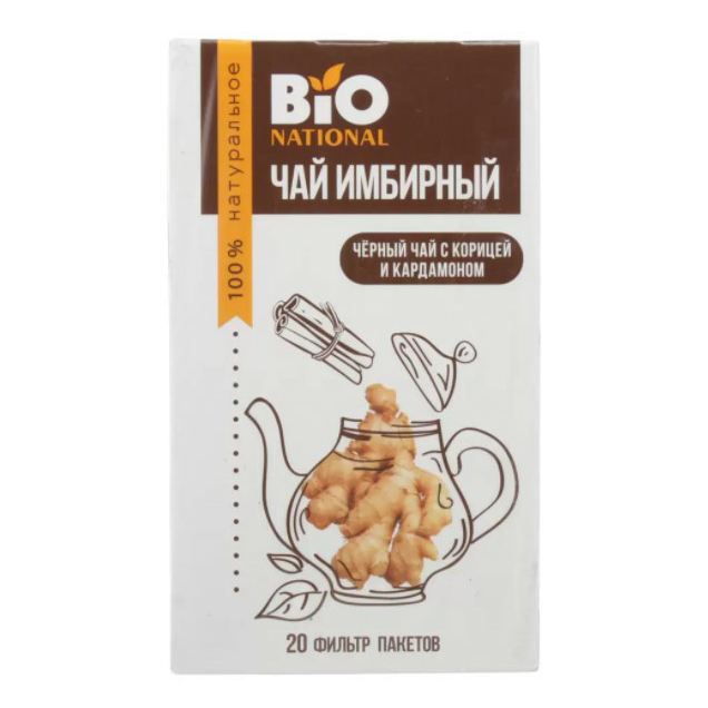 

Чай черный Bio National с корицей и кардамоном в пакетиках 2 г х 20 шт