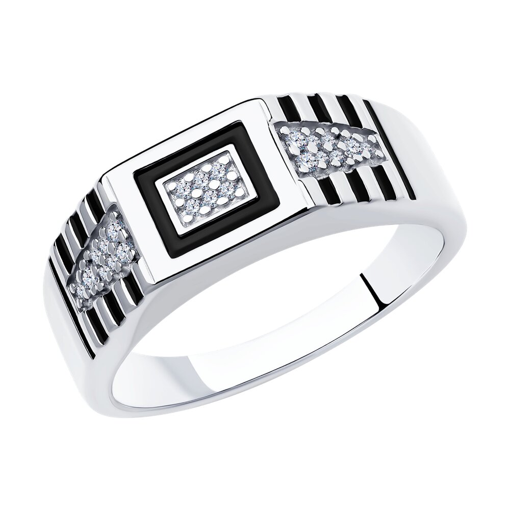 Кольцо из серебра р. 23 Diamant 94-112-00722-1, фианит\эмаль