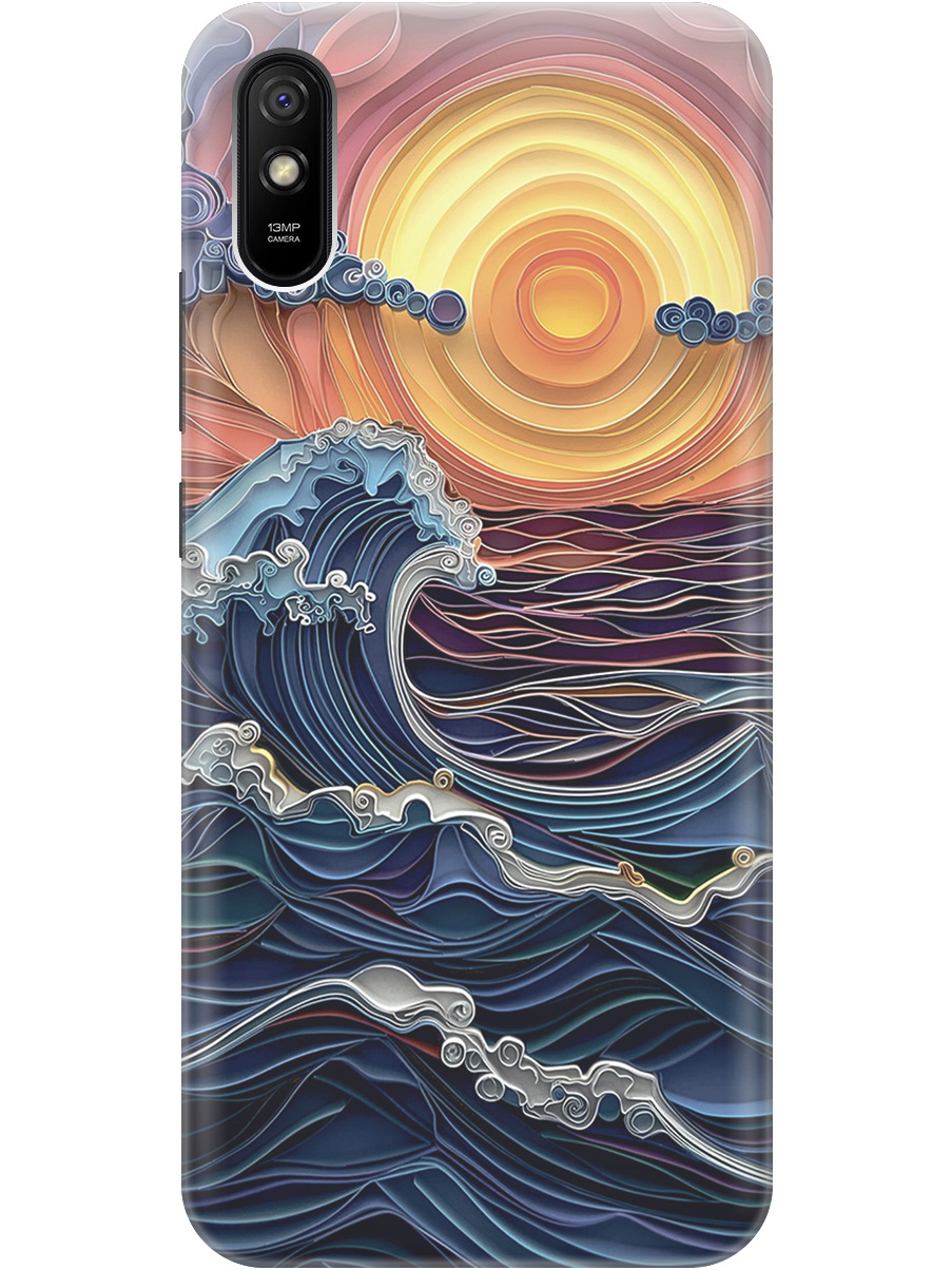 

Силиконовый чехол на Xiaomi Redmi 9A с принтом "Волны на закате", Прозрачный;оранжевый;синий, 723276910