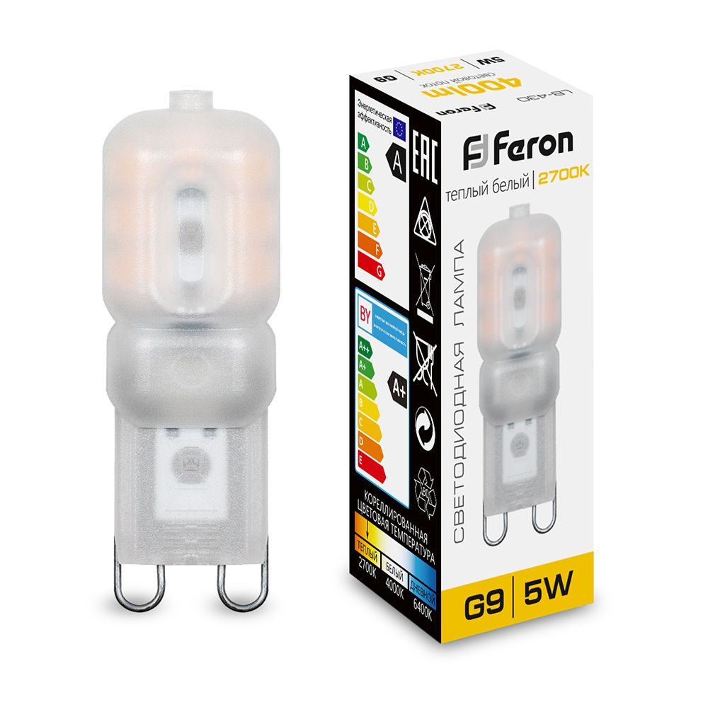

Лампочка светодиодная FERON LB-430, 5Вт G9 230V упаковка 10 шт 25636, LB-430