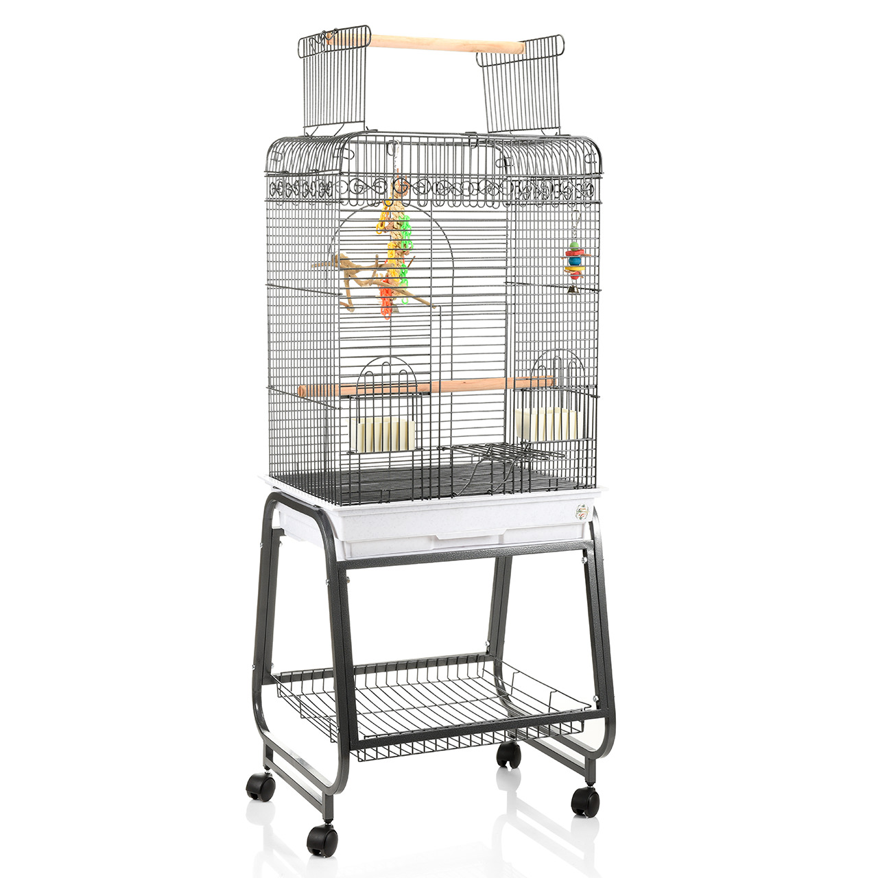 Клетка для птиц Montana Cages Birdyhome, тёмно-серая, 55х41х142 см