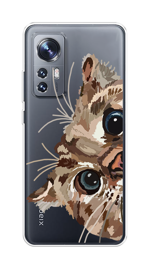 

Чехол на Xiaomi 12"Любопытный кот", Коричневый;синий;черный, 312950-1