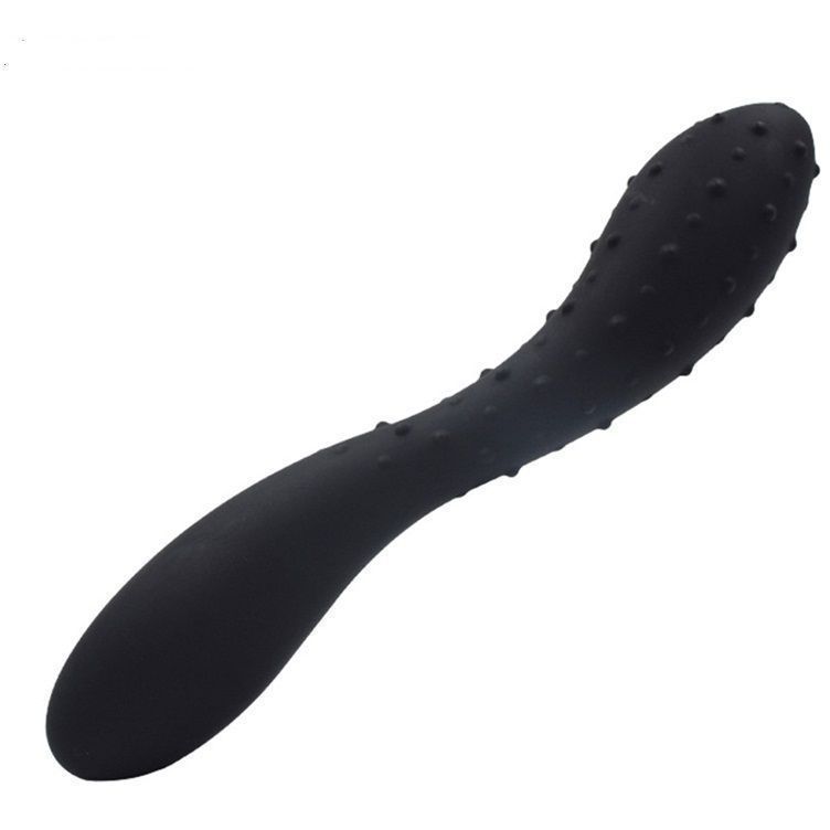 Чёрный двусторонний фаллоимитатор с двумя разными поверхностями 19,7 см