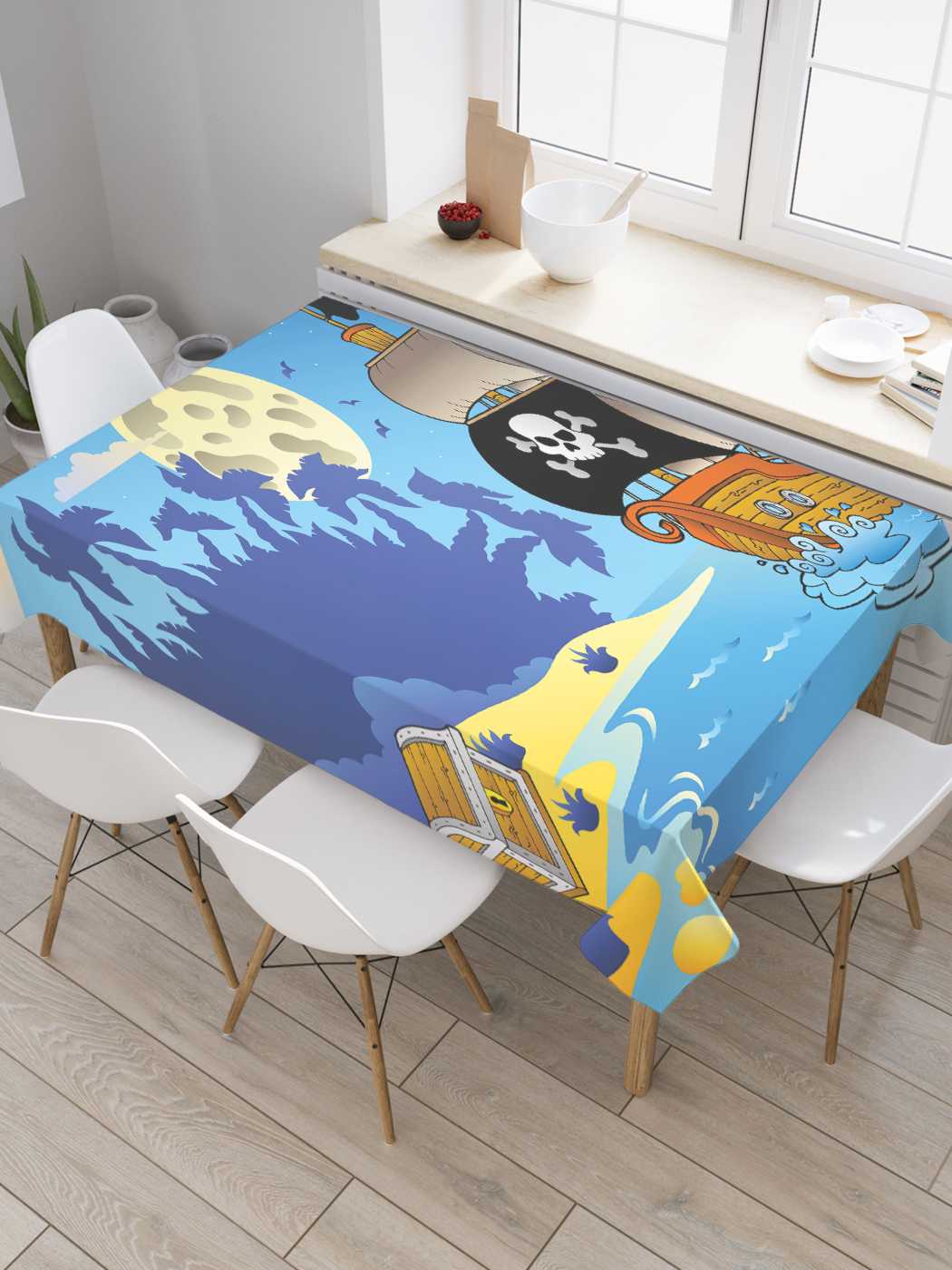 

Скатерть прямоугольная JoyArty "Ночью у острова" из оксфорда, 180x145 см, Синий, Ночью у острова