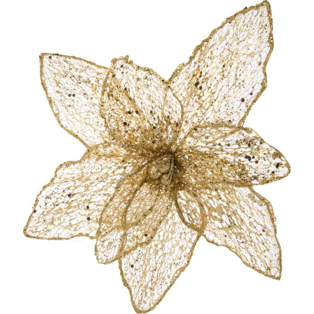 фото Новогодний цветок золотистый 25 см nobrand