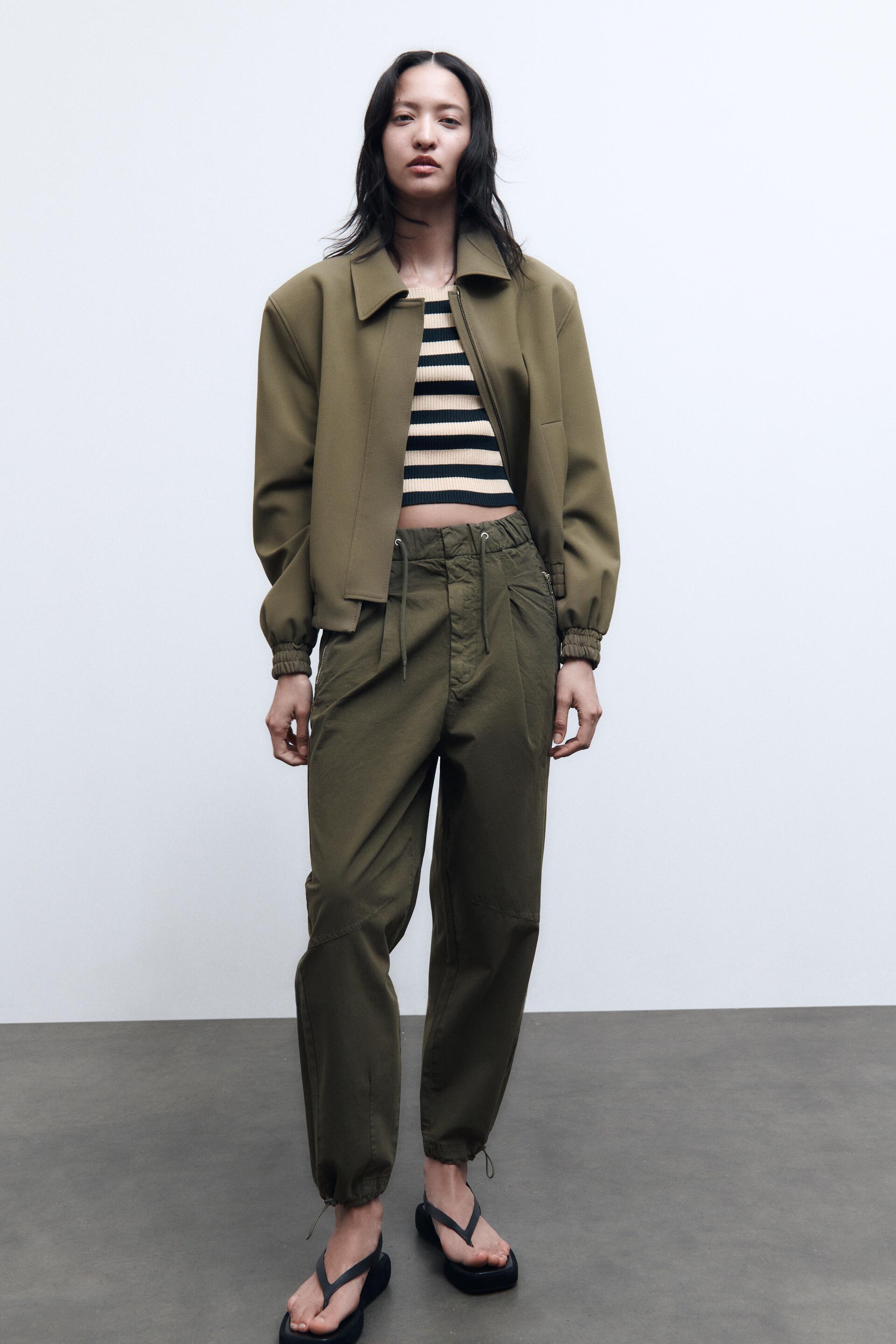 

Брюки женские ZARA 09632040 хаки XS (доставка из-за рубежа), 09632040