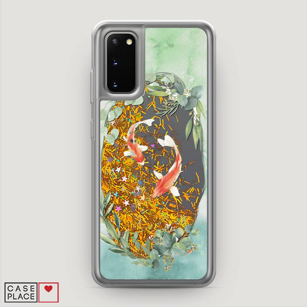 

Жидкий чехол с блестками "Две золотые рыбки" на Samsung Galaxy S20, 29290-1