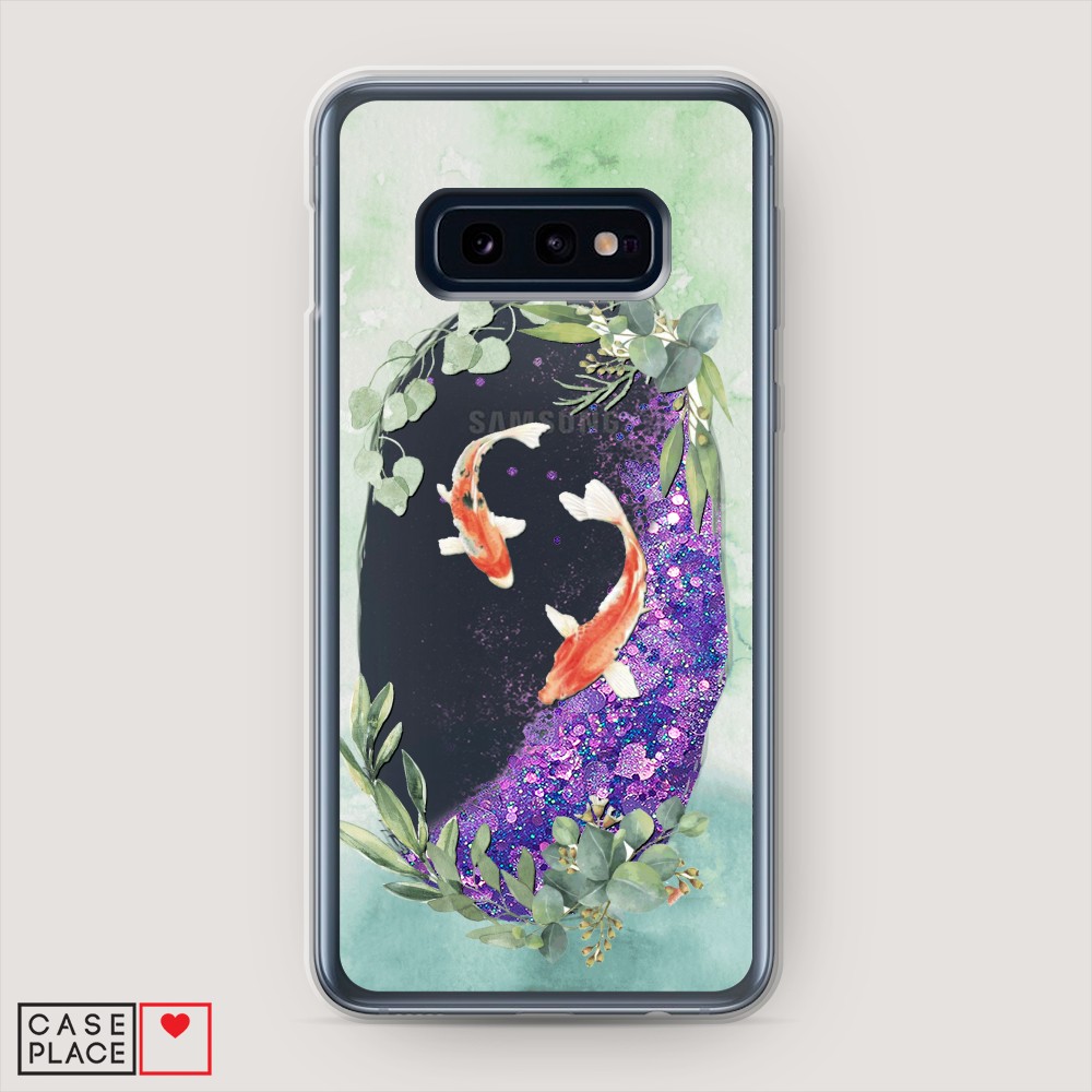 

Жидкий чехол с блестками "Две золотые рыбки" на Samsung Galaxy S10E