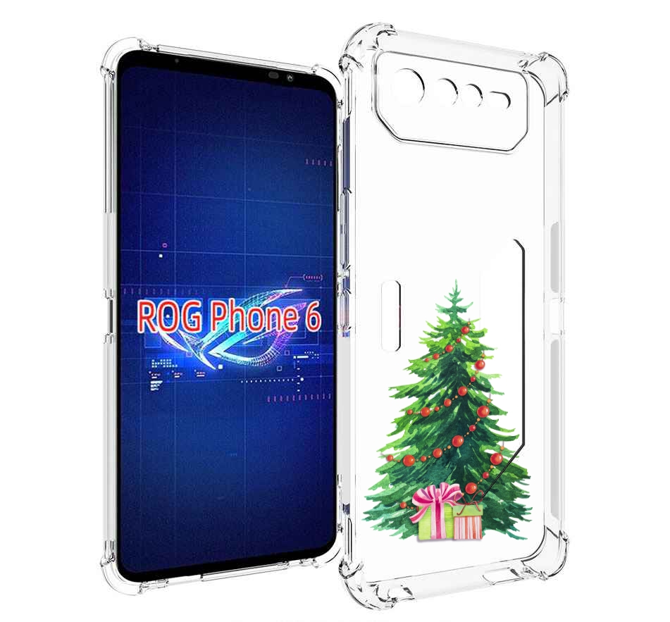 

Чехол MyPads Елка новогодняя с подарками акварель для Asus ROG Phone 6, Прозрачный, Tocco