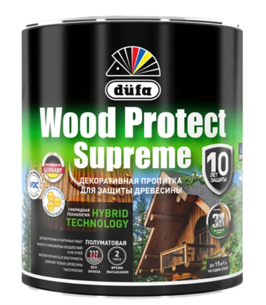 Пропитка декоративная для защиты древесины Dufa Wood Protect Supreme орех 2,5 л мачете bushmate scandi 420hc орех kizlyar supreme