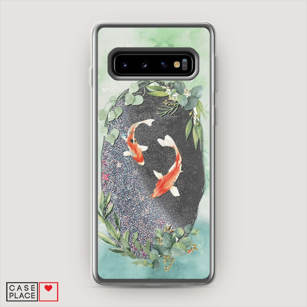 

Жидкий чехол с блестками "Две золотые рыбки" на Samsung Galaxy S10 +, 27191-1
