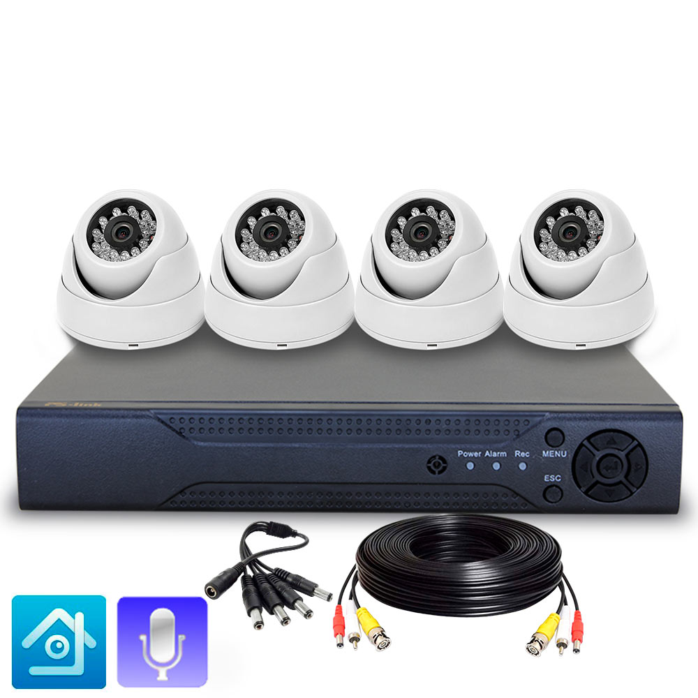 Комплект видеонаблюдения AHD PS-link KIT-A504HDM 4 камеры 5Мп для помещения / запись звука