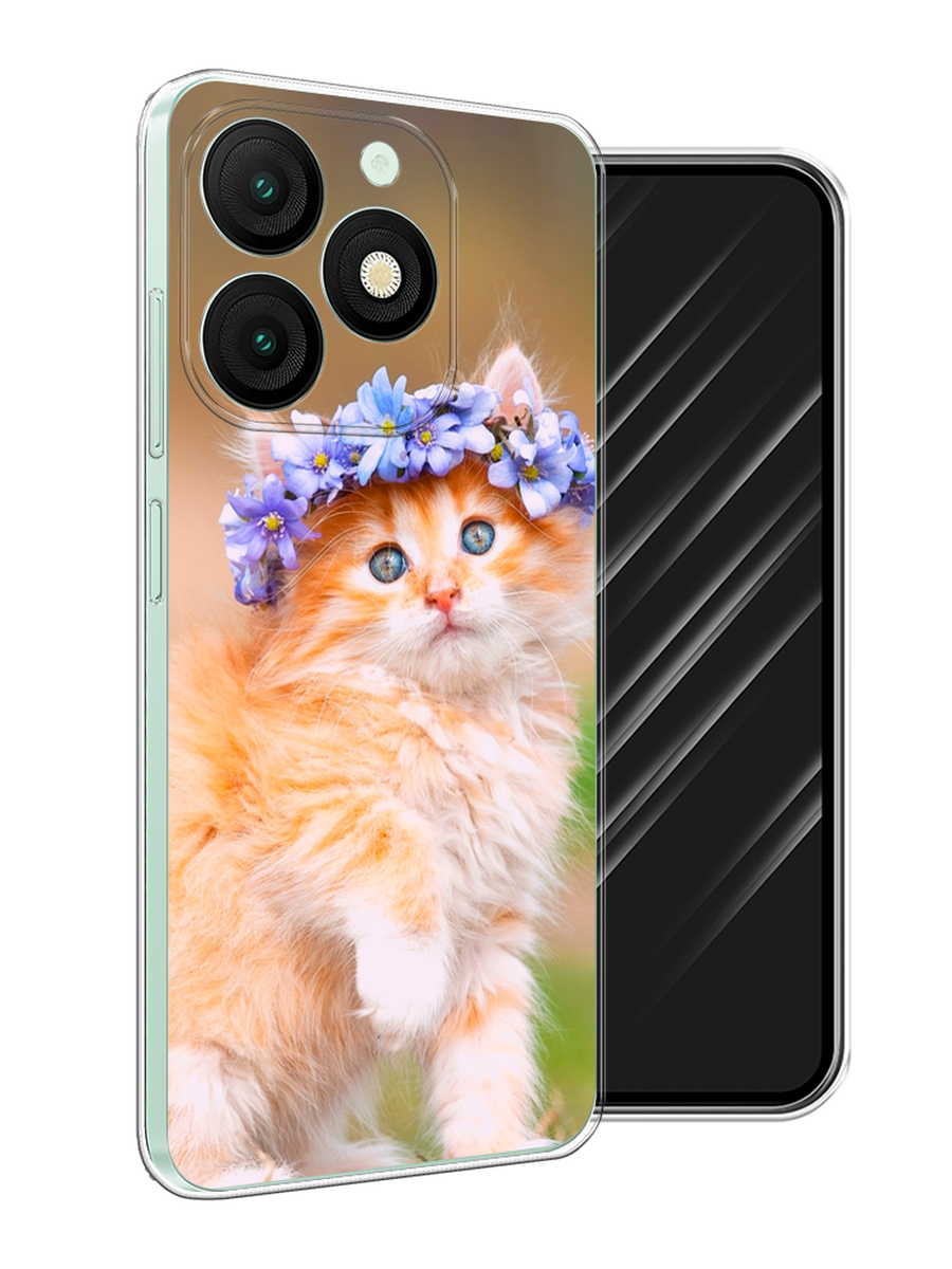 

Чехол Awog на Itel A50 "Рыжий кот в венке", Коричневый;синий, 3202250-1