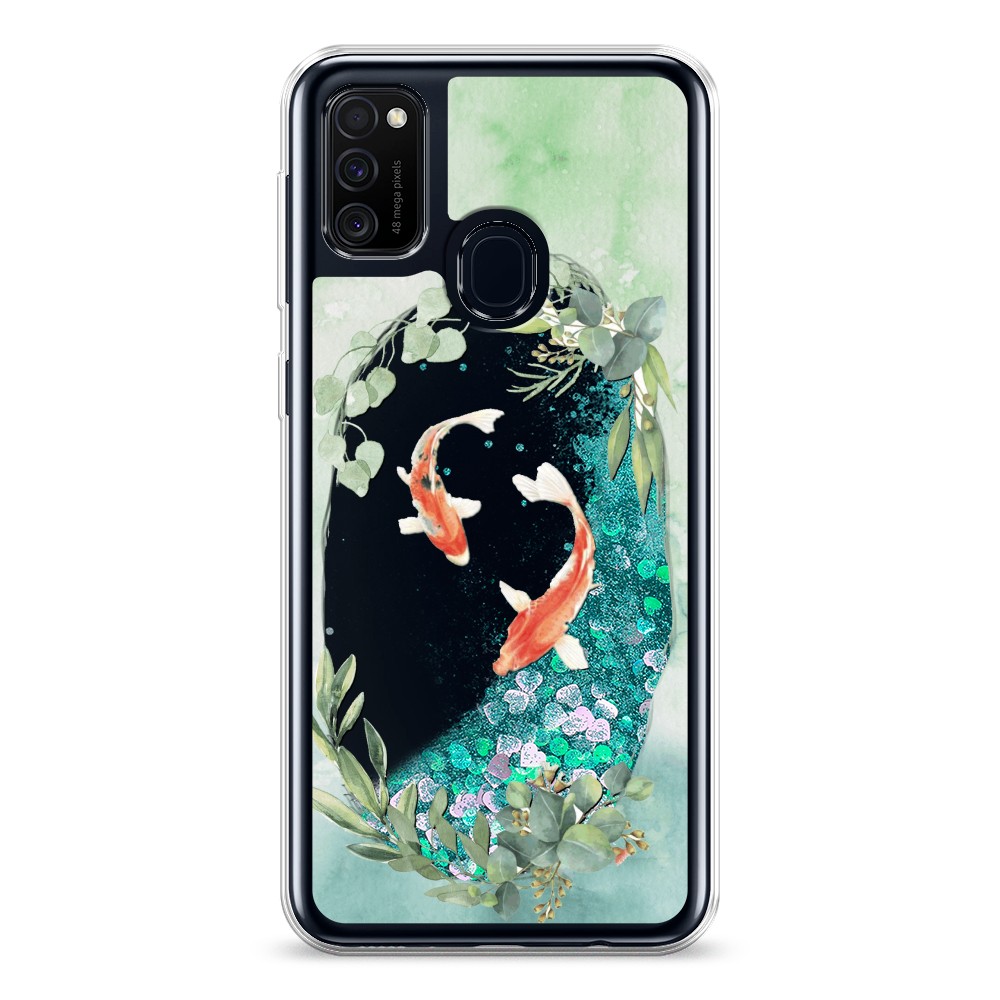 

Жидкий чехол с блестками "Две золотые рыбки" на Samsung Galaxy M21, 29795-1