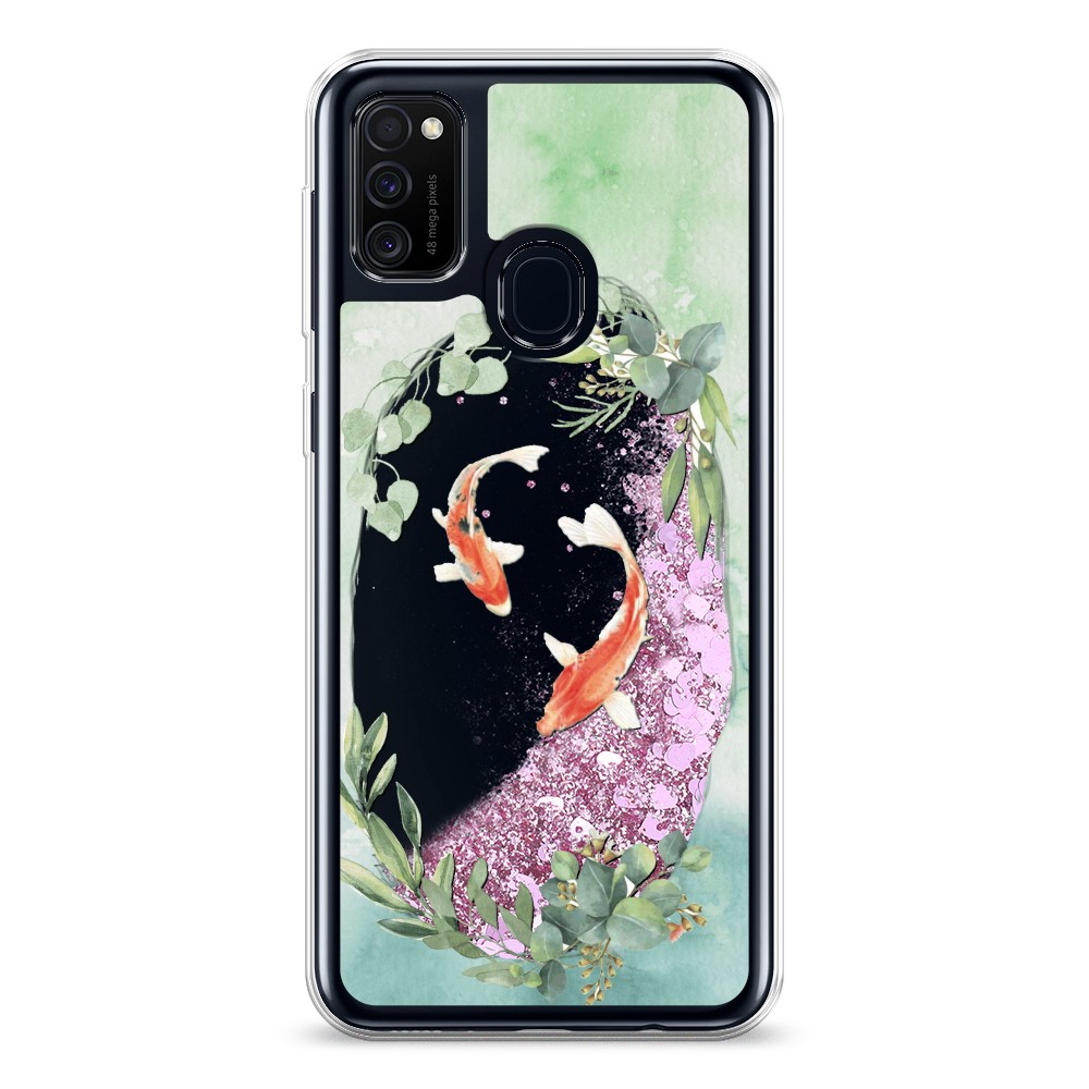 

Жидкий чехол с блестками "Две золотые рыбки" на Samsung Galaxy M21, 29794-1