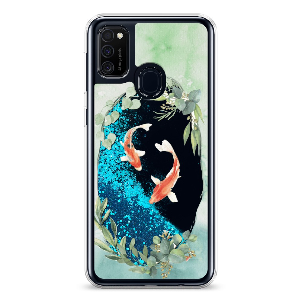 

Жидкий чехол с блестками "Две золотые рыбки" на Samsung Galaxy M21, 29793-1