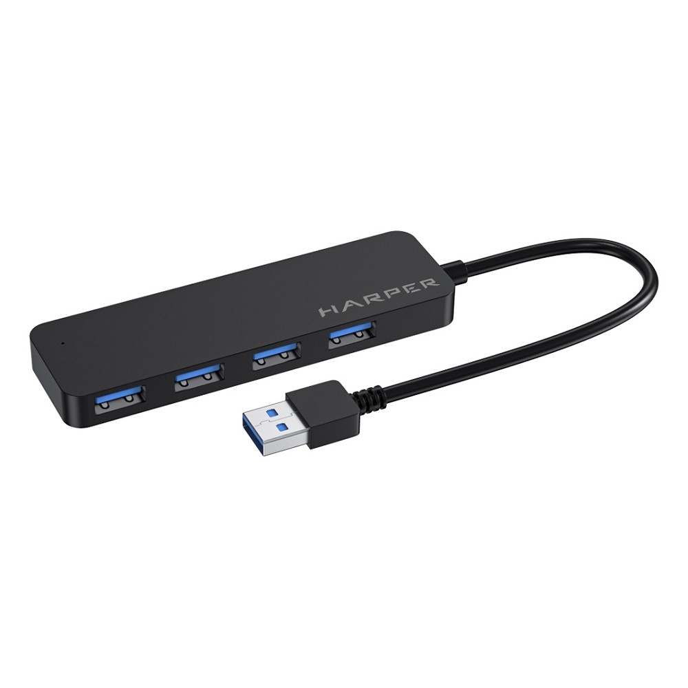 HARPER HUB-04P Black USB-концентратор, Интерфейс: 4 х USB 3.2, 1 х Micro USB Переходник: U