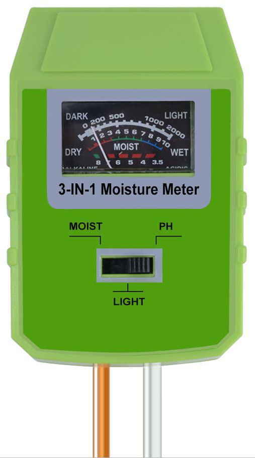 фото Измеритель кислотности (ph), влажности и освещенности почвы техметр кво-1803 (зеленый)