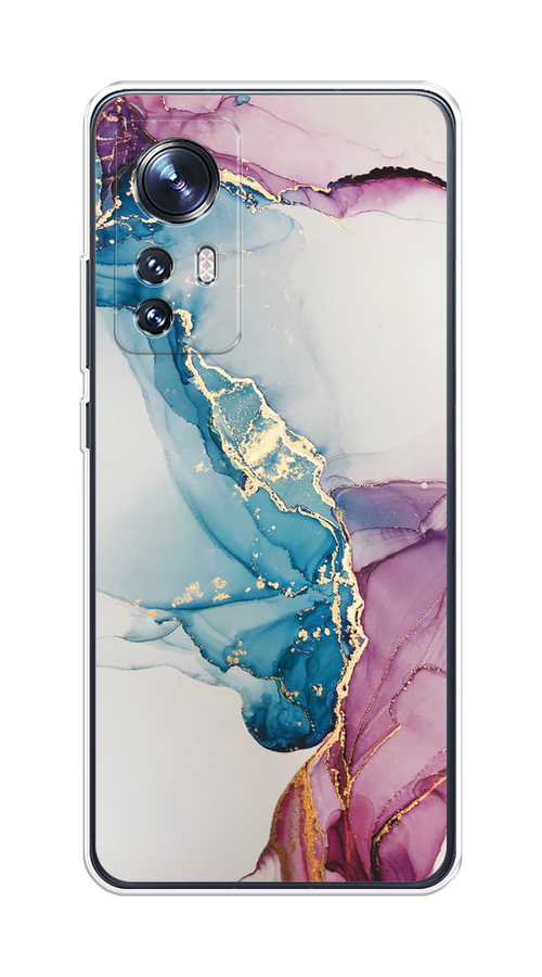 

Чехол на Xiaomi 12"Розовые разводы рисунок", Синий;розовый;золотистый, 312950-3