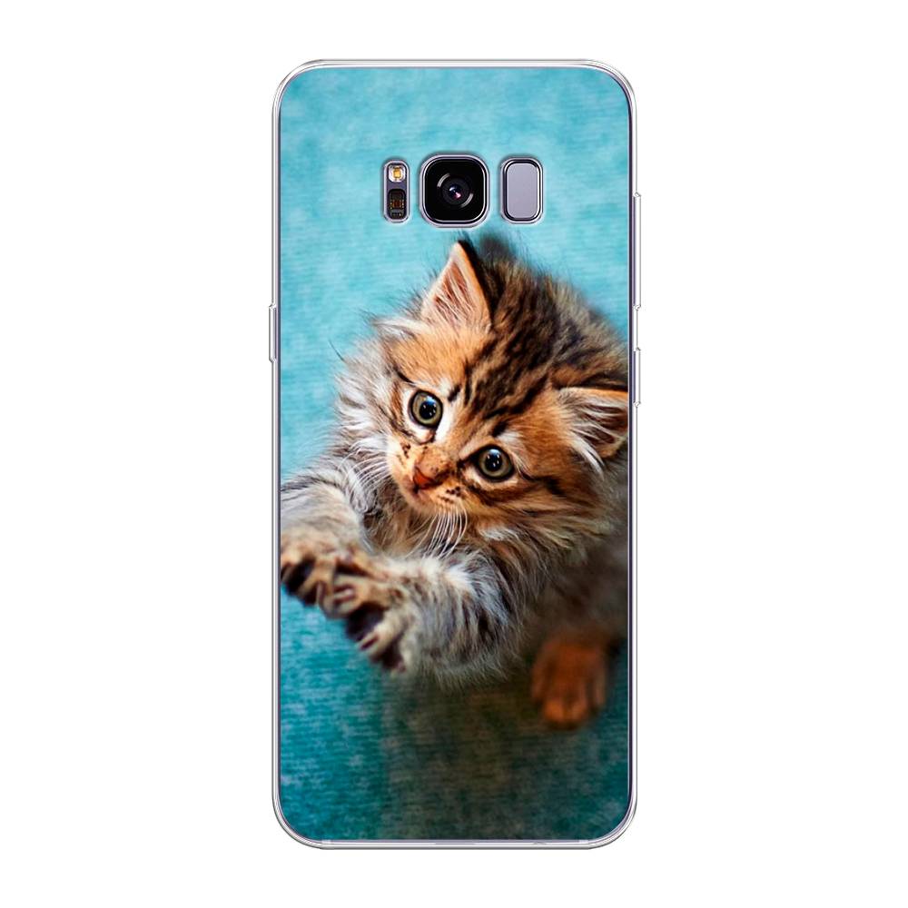 

Чехол Awog на Samsung Galaxy S8 + "Котенок просит есть", Голубой;коричневый;белый, 24850-2
