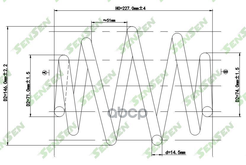 

SENSEN SCP10153 Пружина подвески задней BMW E46 1.6i-3.0D 98 2шт