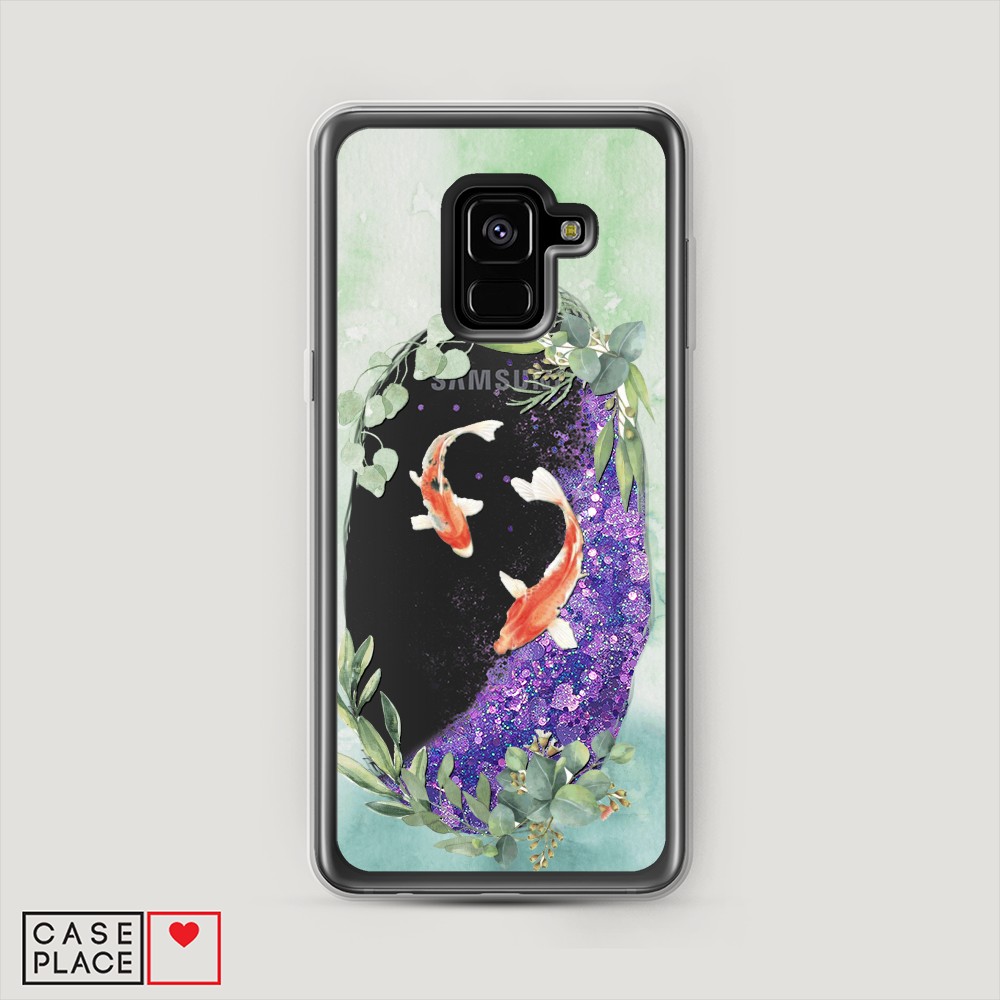 

Чехол Awog на Samsung Galaxy A8 2018 "Две золотые рыбки", Разноцветный, 25492-1