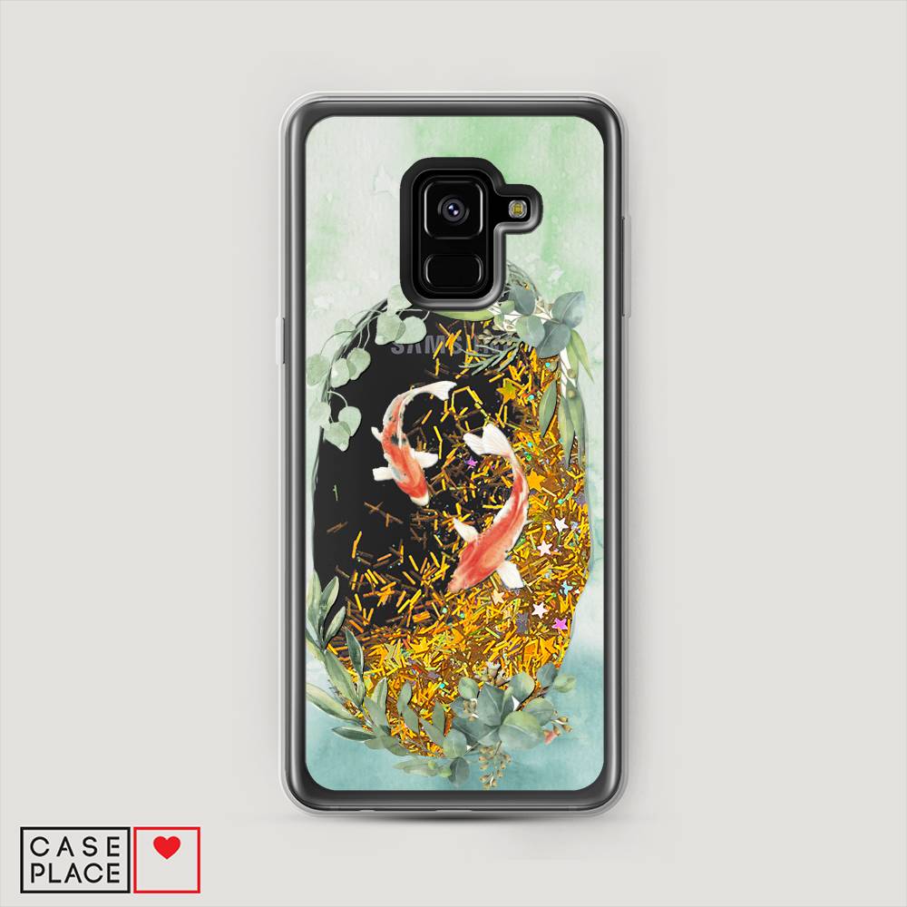 

Жидкий чехол с блестками "Две золотые рыбки" на Samsung Galaxy A8 2018