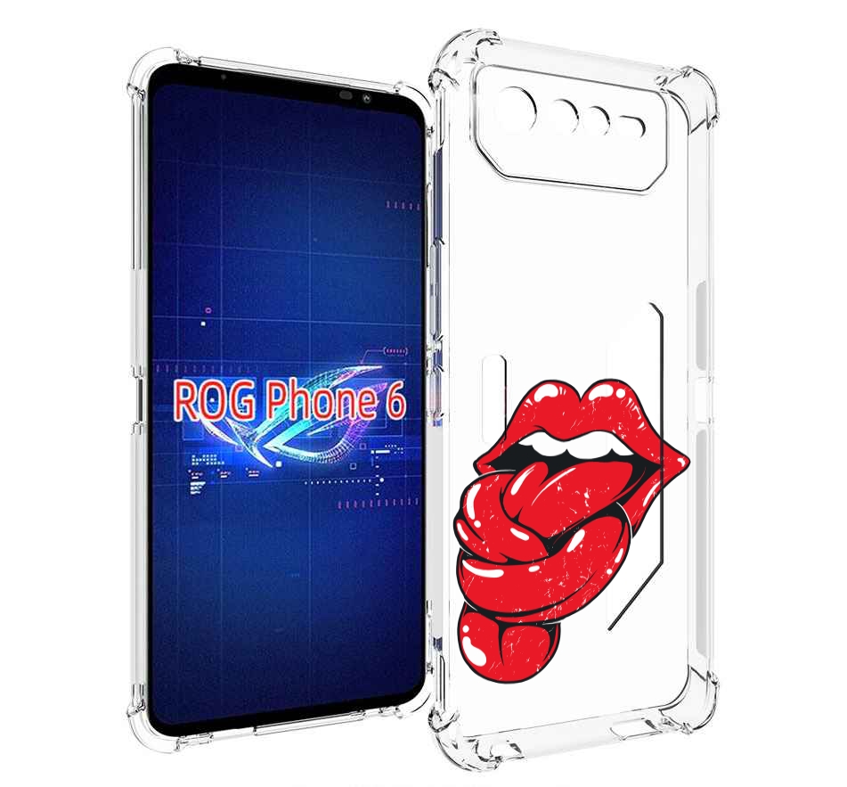 

Чехол MyPads яркие губы с языком для Asus ROG Phone 6, Прозрачный, Tocco