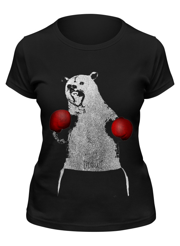 фото Футболка женская printio медведь боксер черная 2xl