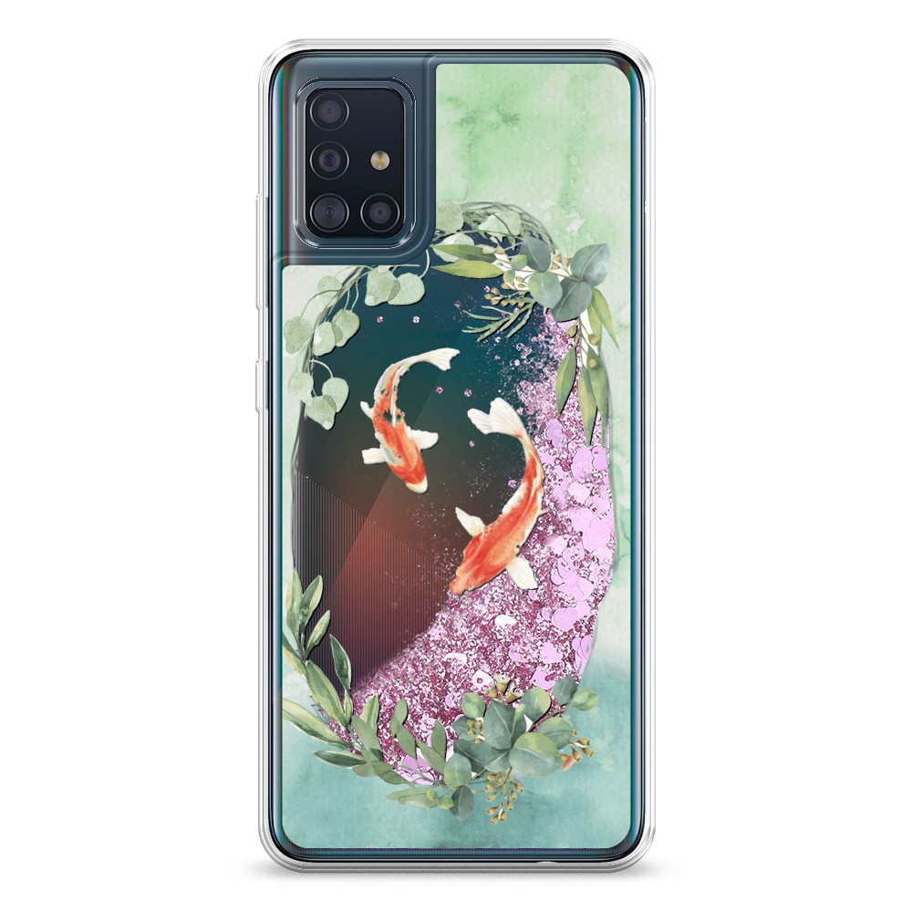 

Жидкий чехол с блестками "Две золотые рыбки" на Samsung Galaxy A51, 28994-1