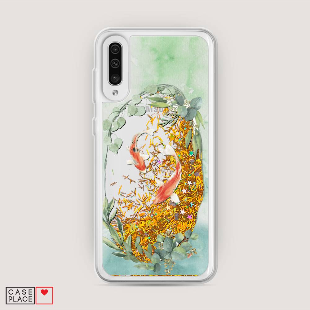 

Жидкий чехол с блестками "Две золотые рыбки" на Samsung Galaxy A50, 27790-1