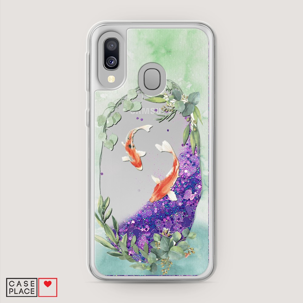 

Жидкий чехол с блестками "Две золотые рыбки" на Samsung Galaxy A40