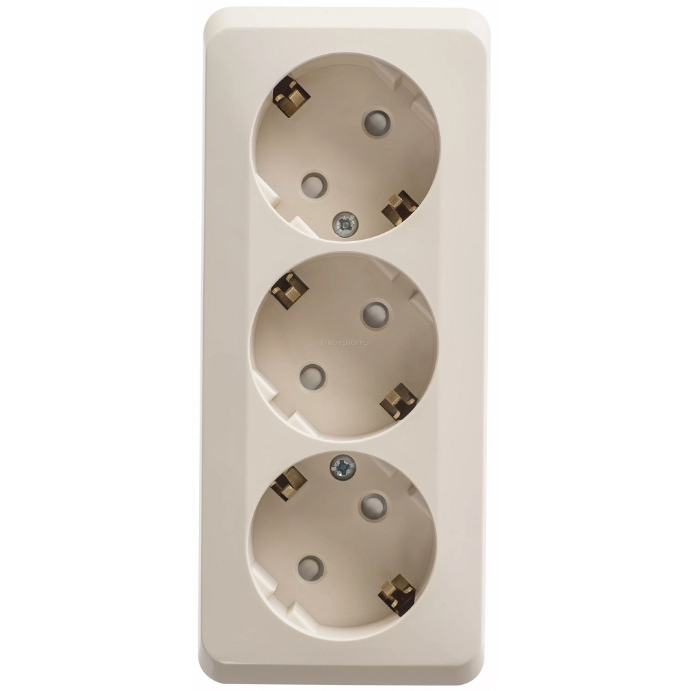 фото Schneider-electric pa16-012k этюд o/у тройная розетка с заземлением со шторками 16а 250b, schneider electric