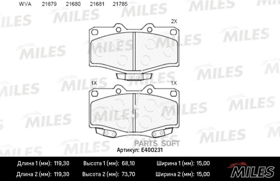 

Тормозные колодки Miles E400231