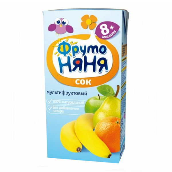 

Сок ФрутоНяня Мультифруктовый с 8 месяцев 0,2 л