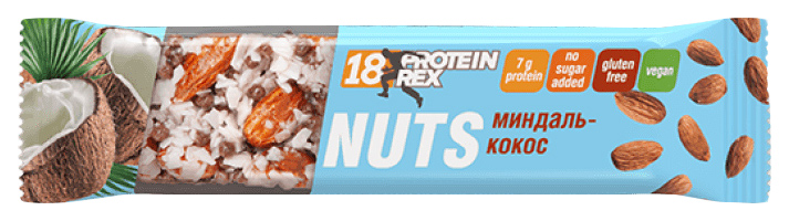 Батончик ProteinRex Миндаль-Кокос ореховый протеиновый 40 г